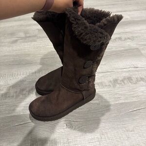 UGG Dark Brown Winter Boots with Button Detail